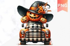 Halloween Truck With Pumpkins Sublimation Clipart PNG Design Product Image 1