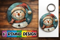 Snowman Round Design Keychain Cute Holiday Product Image 1