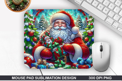 Santa Mouse Pad Sublimation, Christmas Mouse Pad PNG Design Product Image 1