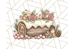 Christmas Cake Clipart PNG, Cottagecore Holiday Desserts Product Image 4