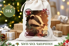 Cartoon Christmas Badger Santa Sack, Winter Gift Bag Product Image 1
