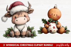 Whimsical Christmas Clipart | Cute Festive Holiday PNG Product Image 1
