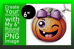 Whimsical Round Design Keychain PNG , Cute Pumpkin Product Image 1