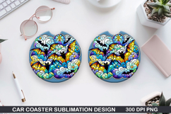 Haunted Bats Car Coaster Sublimation| Halloween Coaster PNG Product Image 1