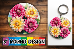 Blissful Keychain Circle Style, Flower Pattern Product Image 1