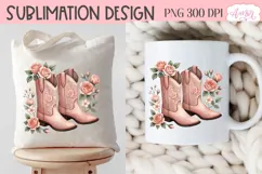 Floral Cowboy boots sublimation PNG, Spring clipart PNG Product Image 4