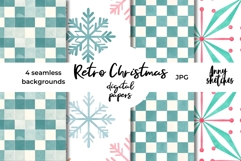 Retro Green and White Checked Seamless Pattern Christmas Product Image 1