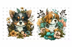 4 Cute Puppy Portrait, Dog Watercolor Drawing, 4 Dogs Png Product Image 3