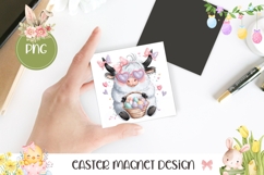 Funny Easter Cow Magnet PNG, Cute Cow Square Coaster Design Product Image 1