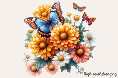 Butterfly Flowers Clipart PNG Product Image 1