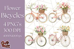 Bicycle with Flowers PNG, Pastel Spring Floral Bike Clipart Product Image 1