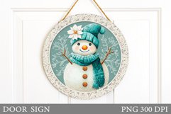 Cute Snowman Door Sign Design. Christmas Sublimation Product Image 1