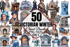 Victorian Winter Clipart Sublimation Bundle PNG Product Image 1