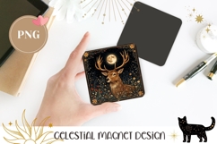 Celestial Moon Magnet, Cartoon Deer Magnet Sublimation Product Image 1