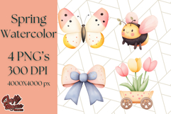 Pastel Watercolor Spring Clipart, Cheerful Floral Png Design Product Image 1