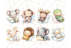 Sleeping Baby Animals PNG, Cozy Pajama Bedtime Clipart Product Image 4