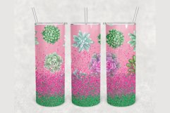 Personalized Cactus Floral Glitter 20 oz skinny tumbler Product Image 2