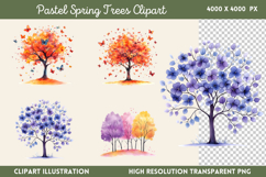 Pastel Spring Trees Clipart PNG Product Image 1