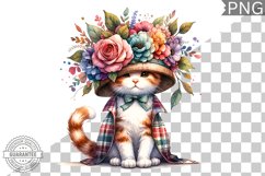 Floral Crown Cat Sublimation Clipart Bundle Product Image 7