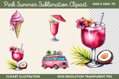 Pink Summer Sublimation Clipart PNG Product Image 1