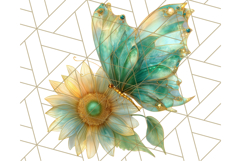 Stained Glass Butterfly and Sunflower PNG Clipart Product Image 4
