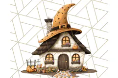 Halloween Fairy House Clipart PNG, Spooky Cottage Art Product Image 4