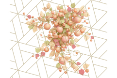 Fall Foliage Clipart PNG, Pink and Green Leaves Product Image 4