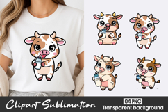 Cute Baby Cow Clipart PNG Product Image 1