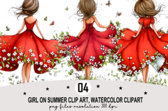 Whimsical Girl Summer Clipart png Watercolor png Product Image 1