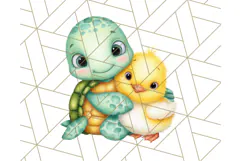 Cute Baby Turtle Clipart, Cute Animals Png Product Image 4