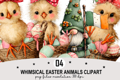Whimsical Easter Animals Clipart Watercolor Easter Bunny PNG Product Image 1
