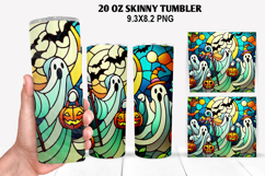 Ghost Skinny Tumbler 20oz Wrap Design, Halloween Tumbler PNG Product Image 1