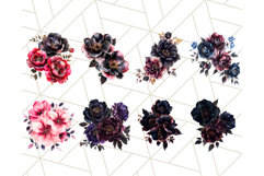 Dark Gothic Flowers PNG with Gold Trim, Vintage Floral Product Image 5