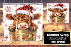 Cute Christmas Cow Tumbler Wrap - Watercolor Winter 20oz Product Image 1