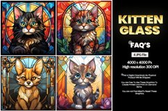 Kitten Stained Glass Square Coaster - 04 Variations Product Image 1