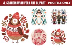 Scandinavian Folk Art Christmas Clipart PNG Product Image 1