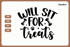 Funny Dog Bandana Quotes SVG | Will Sit For Treats Product Image 3