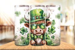 Cool Highland Cow with Sunglasses Tumbler Wrap PNG Sublimati Product Image 1