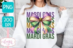 Mardi Gras PNG Sublimation design, Coquette Mardi gras shirt Product Image 3