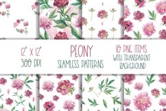 Peonies digital paper. Botanical flower paper pattern Product Image 1