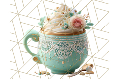 Pastel Coffee Mug Clipart PNG, Latte Iced Coffee Tea Cups Product Image 4
