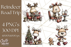 Homespun Christmas Reindeer Roadtrip PNG Clipart Product Image 1