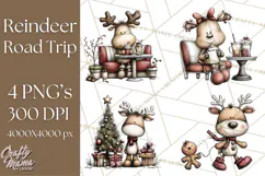 Homespun Christmas Reindeer Roadtrip PNG Clipart Product Image 1