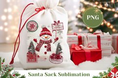 Christmas Snowman Santa Sack, Winter Gift Bag Design Product Image 1