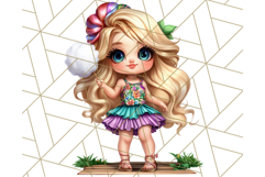 Chibi Summer Girls Clipart PNG, Bright Kawaii Summer Art Product Image 4