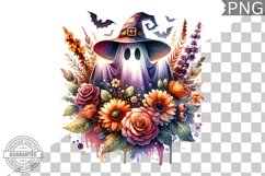 Halloween Ghost And Flowers Sublimation - Halloween Clipart Product Image 1