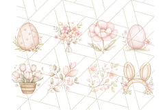 Pastel Pink Easter Flowers and Eggs PNG Cottagecore Clipart Product Image 5