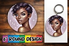 Radiant Circle Car Coasters PNG, Afro Girl Product Image 1