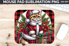 Watercolor Cat Mouse Pad Sublimation - Christmas PNG Design Product Image 1