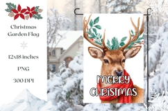 Cartoon Christmas Deer Garden Flag, Cute Garden Flag Design Product Image 1